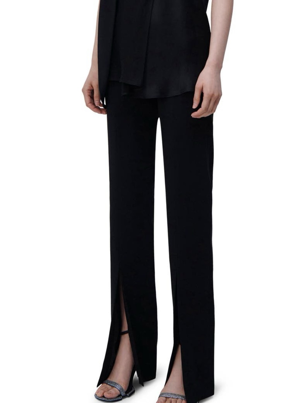 Jonathan Simkhai Black Women's Split-Hem Dress Pants Size 4